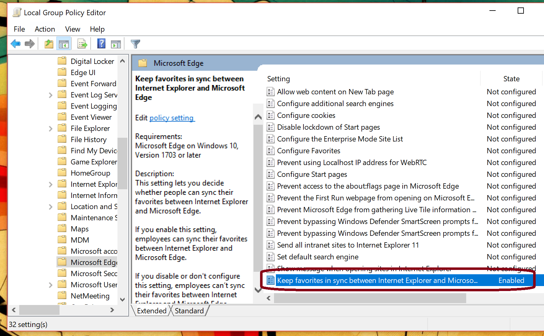 Microsoft Edge Favorites Location